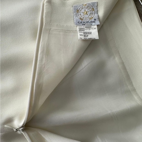 VINTAGE Made in Italy Elegant Cream Pencil Skirt Size 50 - Picture 4 of 5